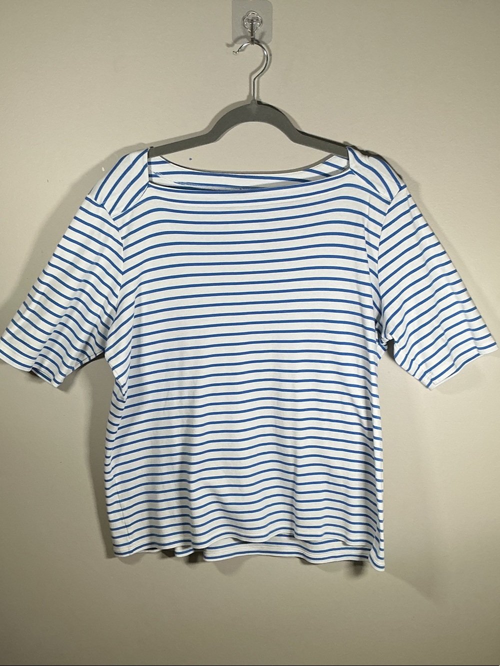 L.L. Bean Blue White Striped Boatneck Top Women’s XL